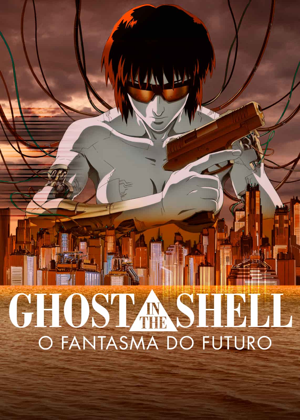 Ciborgue conectada por cabos em Ghost in the Shell, entre filmes cyberpunk