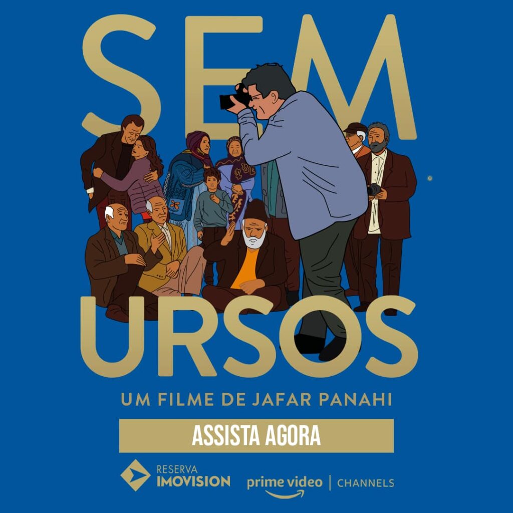 Cartaz ilustrado de Sem Ursos, filme de Jafar Panahi exibido no Festival de Veneza
